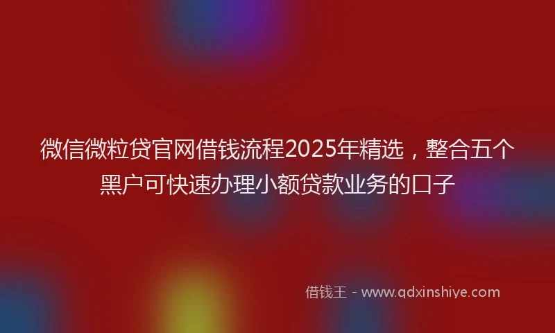 微信微粒贷官网借钱流程2025年精选，整合五个黑户可快速办理小额贷款业务的口子