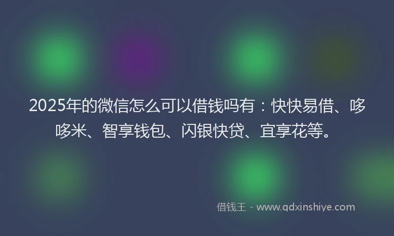 2025年的微信怎么可以借钱吗有：快快易借、哆哆米、智享钱包、闪银快贷、宜享花等。
