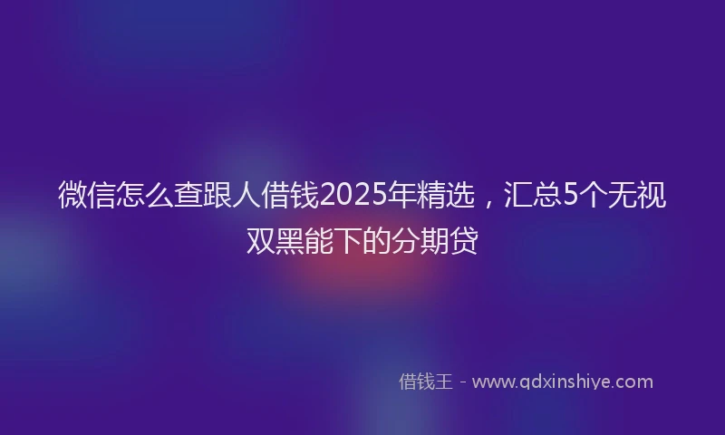 微信怎么查跟人借钱2025年精选，汇总5个无视双黑能下的分期贷