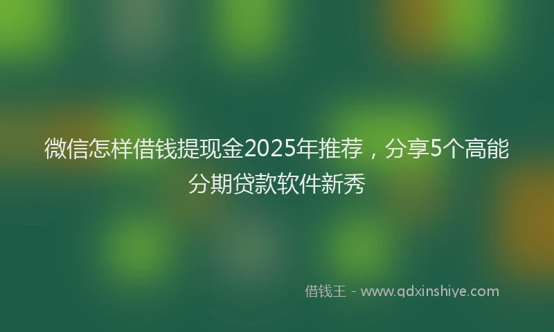 微信怎样借钱提现金2025年推荐，分享5个高能分期贷款软件新秀