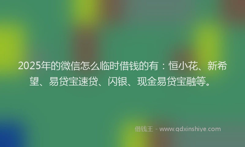 2025年的微信怎么临时借钱的有：恒小花、新希望、易贷宝速贷、闪银、现金易贷宝融等。