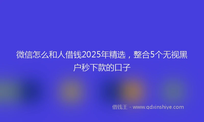 微信怎么和人借钱2025年精选，整合5个无视黑户秒下款的口子