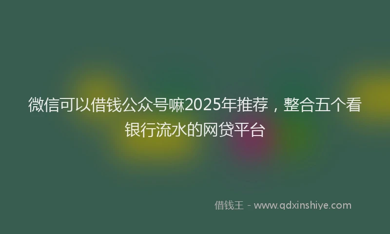 微信可以借钱公众号嘛2025年推荐，整合五个看银行流水的网贷平台
