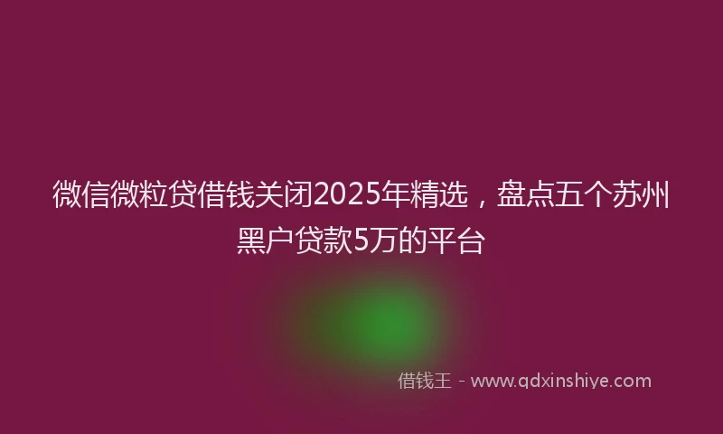 微信微粒贷借钱关闭2025年精选，盘点五个苏州黑户贷款5万的平台