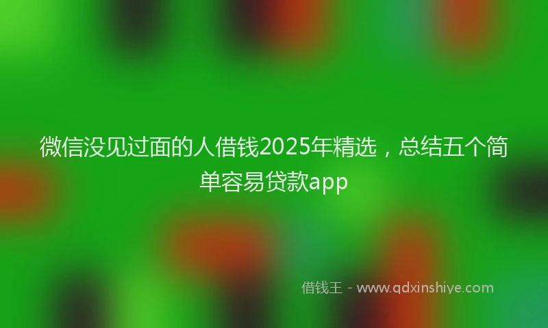 微信没见过面的人借钱2025年精选，总结五个简单容易贷款app