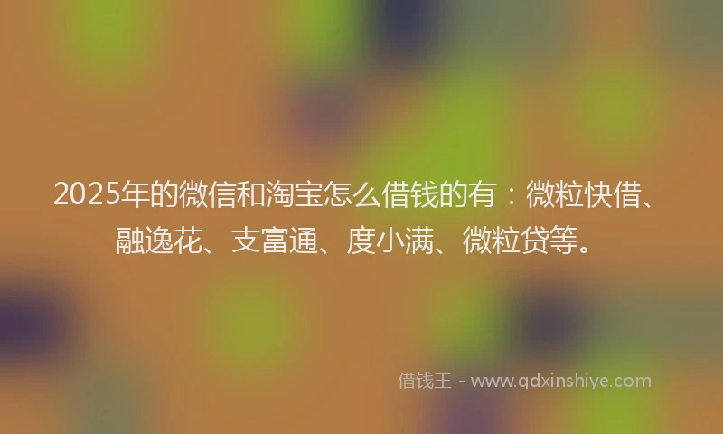 2025年的微信和淘宝怎么借钱的有：微粒快借、融逸花、支富通、度小满、微粒贷等。