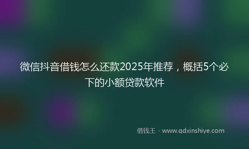 微信抖音借钱怎么还款2025年推荐，概括5个必下的小额贷款软件