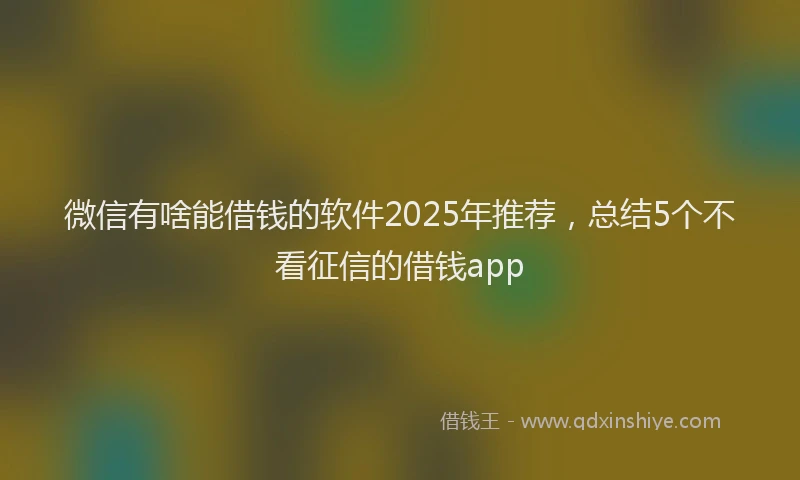 微信有啥能借钱的软件2025年推荐，总结5个不看征信的借钱app