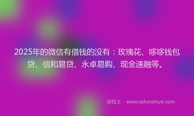 2025年的微信有借钱的没有：玫瑰花、哆哆钱包贷、信和易贷、永卓易购、现金速融等。