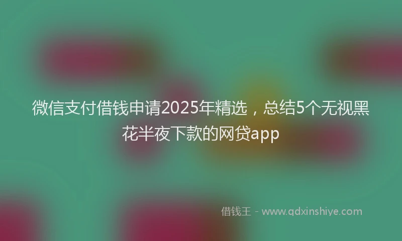 微信支付借钱申请2025年精选，总结5个无视黑花半夜下款的网贷app