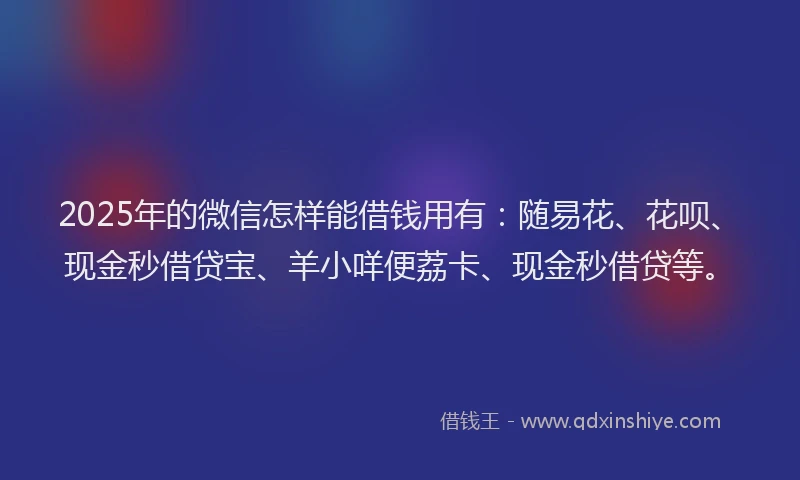 2025年的微信怎样能借钱用有：随易花、花呗、现金秒借贷宝、羊小咩便荔卡、现金秒借贷等。