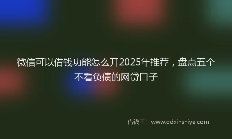 微信可以借钱功能怎么开2025年推荐，盘点五个不看负债的网贷口子