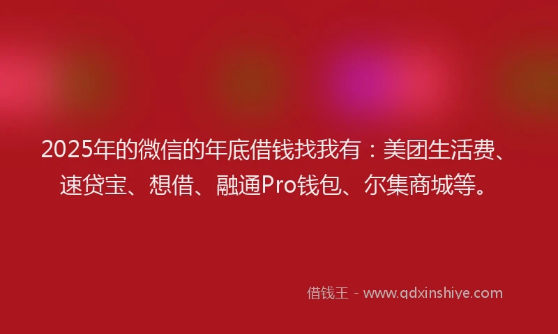 2025年的微信的年底借钱找我有：美团生活费、速贷宝、想借、融通Pro钱包、尔集商城等。