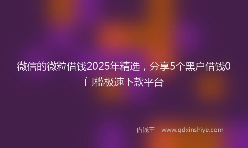 微信的微粒借钱2025年精选，分享5个黑户借钱0门槛极速下款平台