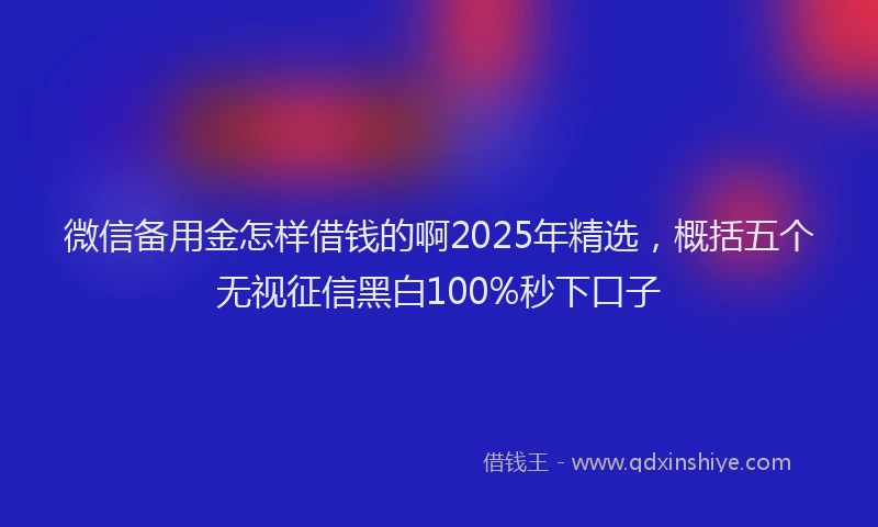 微信备用金怎样借钱的啊2025年精选，概括五个无视征信黑白100%秒下口子