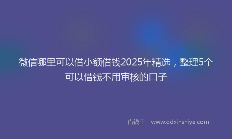 微信哪里可以借小额借钱2025年精选，整理5个可以借钱不用审核的口子