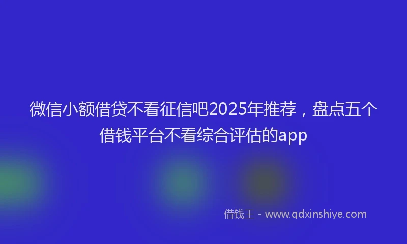 微信小额借贷不看征信吧2025年推荐，盘点五个借钱平台不看综合评估的app