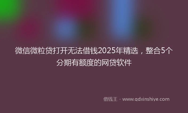 微信微粒贷打开无法借钱2025年精选，整合5个分期有额度的网贷软件