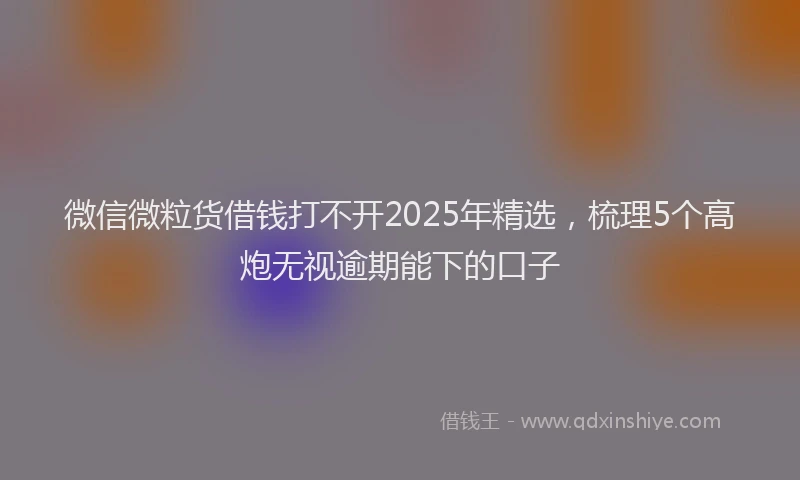 微信微粒货借钱打不开2025年精选，梳理5个高炮无视逾期能下的口子