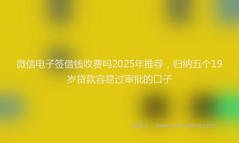 微信电子签借钱收费吗2025年推荐，归纳五个19岁贷款容易过审批的口子