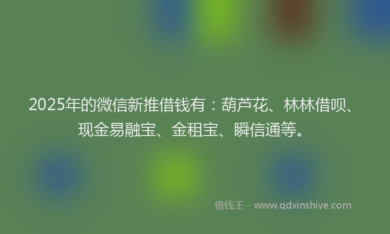 2025年的微信新推借钱有：葫芦花、林林借呗、现金易融宝、金租宝、瞬信通等。