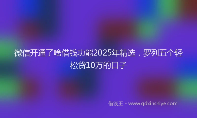 微信开通了啥借钱功能2025年精选，罗列五个轻松贷10万的口子