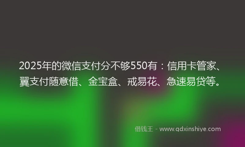 2025年的微信支付分不够550有：信用卡管家、翼支付随意借、金宝盒、戒易花、急速易贷等。