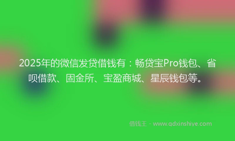 2025年的微信发贷借钱有：畅贷宝Pro钱包、省呗借款、固金所、宝盈商城、星辰钱包等。