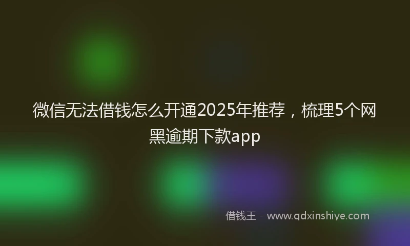 微信无法借钱怎么开通2025年推荐，梳理5个网黑逾期下款app