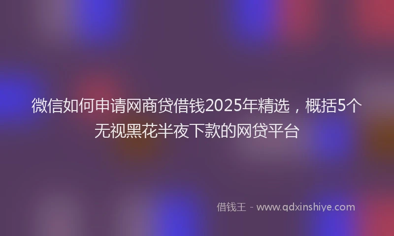 微信如何申请网商贷借钱2025年精选，概括5个无视黑花半夜下款的网贷平台
