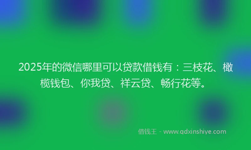 2025年的微信哪里可以贷款借钱有：三枝花、橄榄钱包、你我贷、祥云贷、畅行花等。