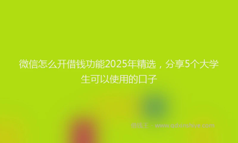微信怎么开借钱功能2025年精选，分享5个大学生可以使用的口子