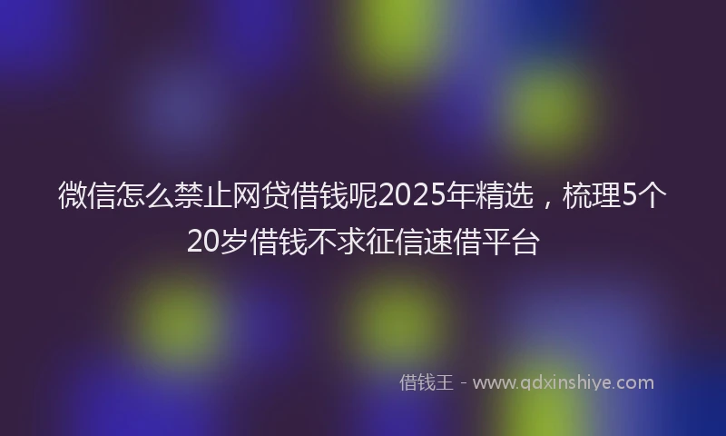 微信怎么禁止网贷借钱呢2025年精选，梳理5个20岁借钱不求征信速借平台