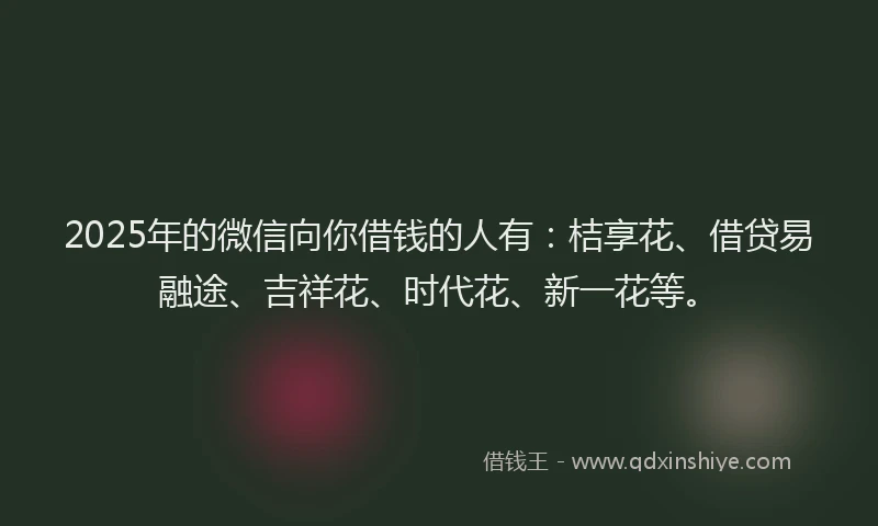 2025年的微信向你借钱的人有：桔享花、借贷易融途、吉祥花、时代花、新一花等。