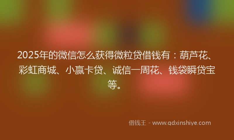 2025年的微信怎么获得微粒贷借钱有：葫芦花、彩虹商城、小赢卡贷、诚信一周花、钱袋瞬贷宝等。