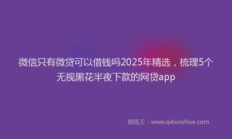 微信只有微贷可以借钱吗2025年精选，梳理5个无视黑花半夜下款的网贷app