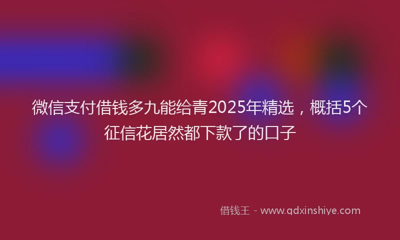微信支付借钱多九能给青2025年精选，概括5个征信花居然都下款了的口子