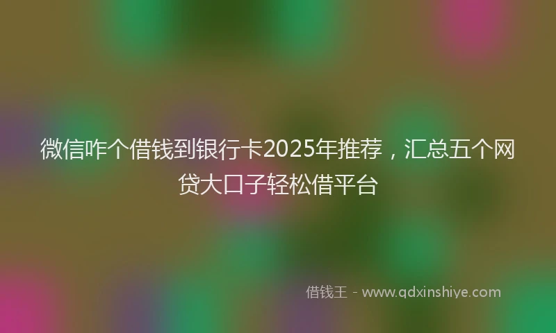 微信咋个借钱到银行卡2025年推荐，汇总五个网贷大口子轻松借平台