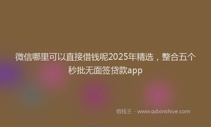 微信哪里可以直接借钱呢2025年精选，整合五个秒批无面签贷款app