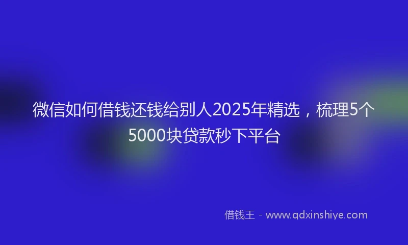 微信如何借钱还钱给别人2025年精选，梳理5个5000块贷款秒下平台