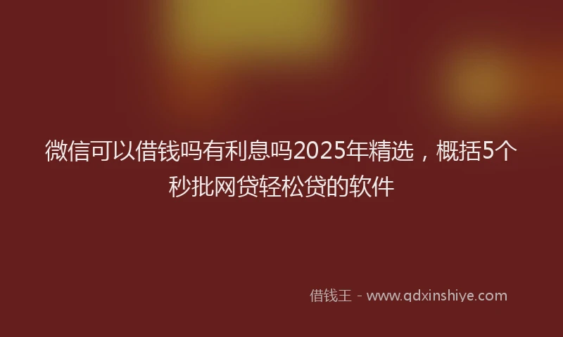 微信可以借钱吗有利息吗2025年精选，概括5个秒批网贷轻松贷的软件
