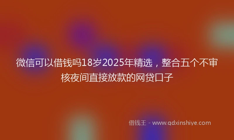 微信可以借钱吗18岁2025年精选，整合五个不审核夜间直接放款的网贷口子