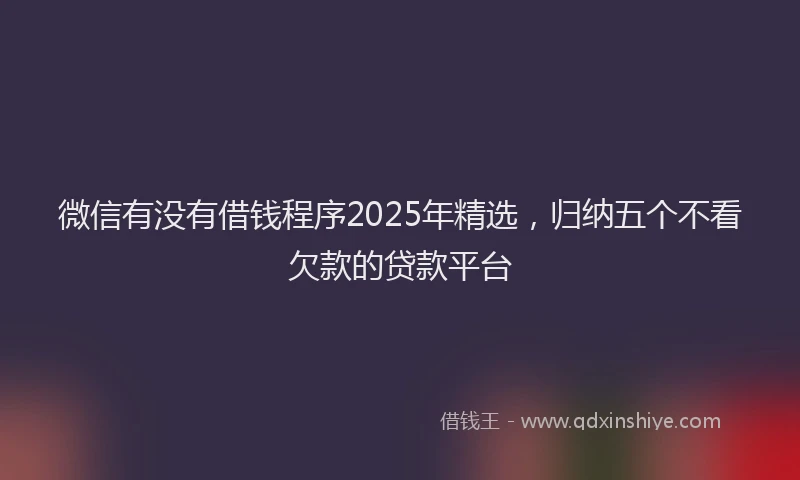 微信有没有借钱程序2025年精选，归纳五个不看欠款的贷款平台