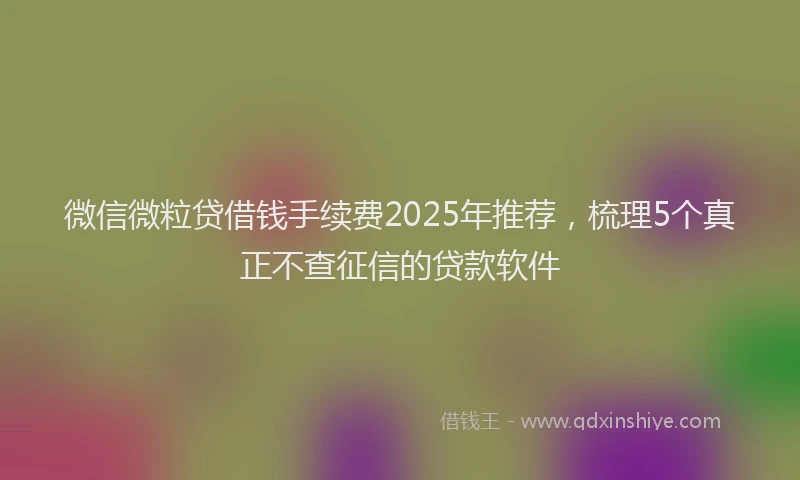 微信微粒贷借钱手续费2025年推荐，梳理5个真正不查征信的贷款软件