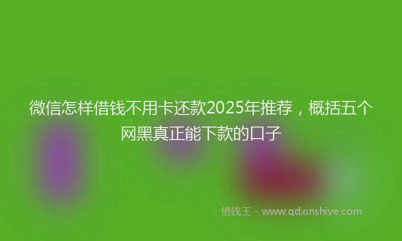 微信怎样借钱不用卡还款2025年推荐，概括五个网黑真正能下款的口子