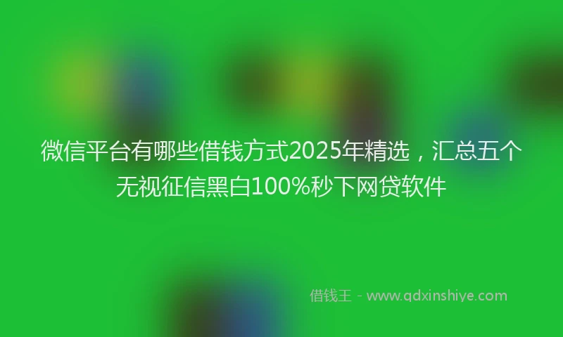 微信平台有哪些借钱方式2025年精选，汇总五个无视征信黑白100%秒下网贷软件