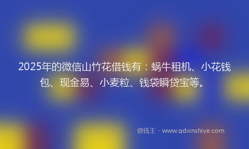 2025年的微信山竹花借钱有：蜗牛租机、小花钱包、现金易、小麦粒、钱袋瞬贷宝等。