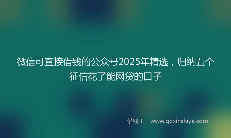 微信可直接借钱的公众号2025年精选，归纳五个征信花了能网贷的口子
