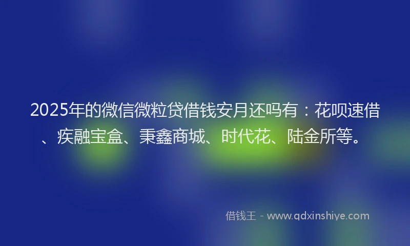 2025年的微信微粒贷借钱安月还吗有：花呗速借、疾融宝盒、秉鑫商城、时代花、陆金所等。