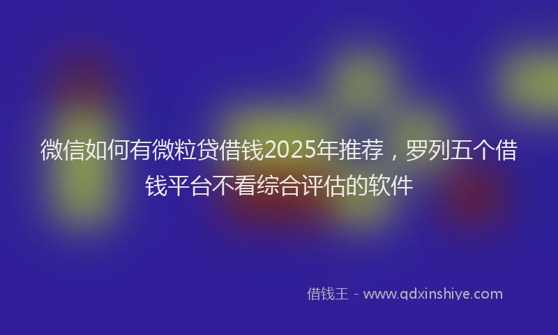 微信如何有微粒贷借钱2025年推荐，罗列五个借钱平台不看综合评估的软件